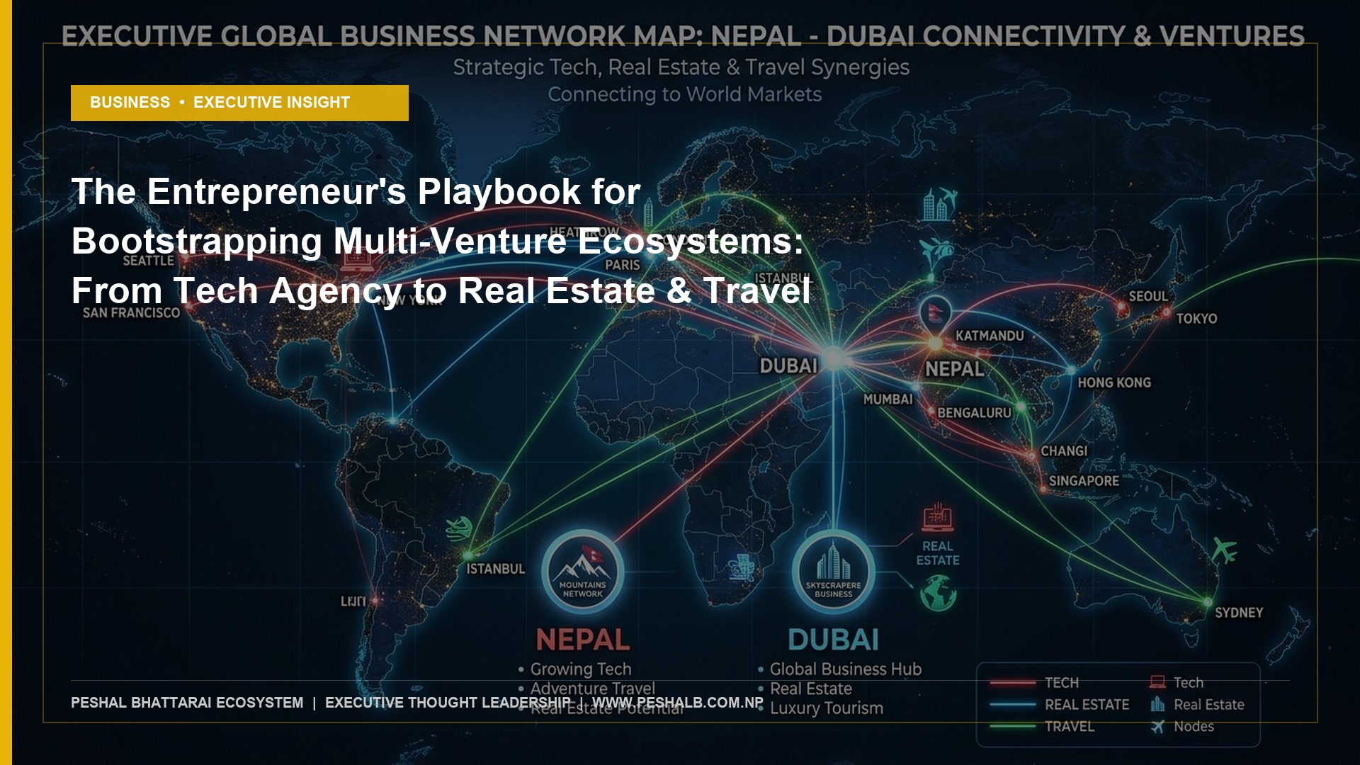 The Entrepreneur's Playbook for Bootstrapping Multi-Venture Ecosystems: From Tech Agency to Real Estate & Travel - Peshal Bhattarai Executive Thought Leadership
